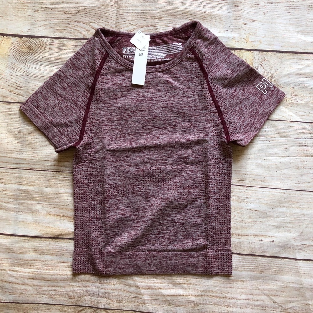 PINK Victoria's Secret Burgundy Heathered Crop Top